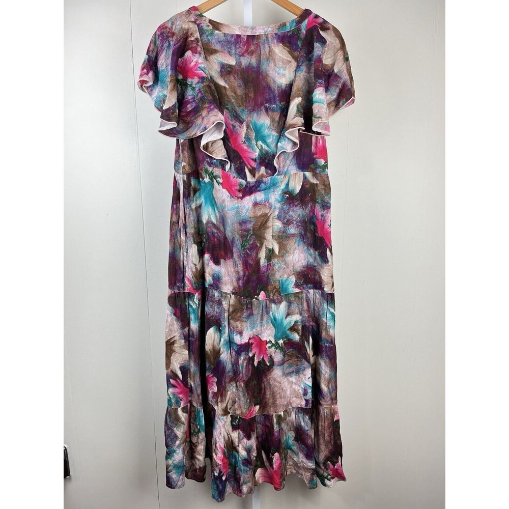 Soft Surroundings Italian Dreams Maxi Dress Multicolor Ruffled Crepe Womens PM - Picture 5 of 6